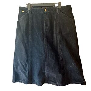 Eddie Bauer Black Corduroy Denim A-Line Skirt Sz 12 Coastal Cowgirl Casual